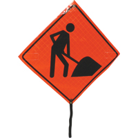 Men At Work Rolled Sign, 24" x 24", Vinyl, Pictogram Toolneeds Inc.
