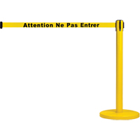 Free-Standing Crowd Control Barrier, Steel, 35" H, Yellow Tape, 7' Tape Length Toolneeds Inc.