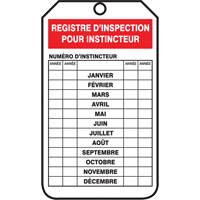 &eacute;tiquettes de s&eacute;curit&eacute; d'inspection et de contr&ocirc;le de l'&eacute;tat de l'&eacute;quipement, Plastique, 3-1/8" la x 5-7/8" h, Français Toolneeds Inc.