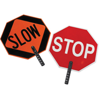 Double-Sided "Stop/Slow" Traffic Control Sign, 18" x 18", Plastic, English with Pictogram Toolneeds Inc.