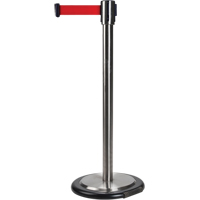 Free-Standing Crowd Control Barrier, Steel, 35" H, Red Tape, 12' Tape Length Toolneeds Inc.