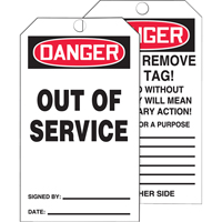 Tags By-The-Roll Safety Tags, Cardstock, 3" W x 6-1/4" H, English Toolneeds Inc.