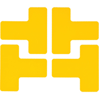 Floor Corner Marks, T, 5" L x 2" W, Yellow, Polyester Toolneeds Inc.