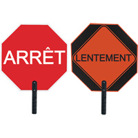 Double-Sided "Arr&ecirc;t/Lentement" Traffic Control Sign, 18" x 18", Aluminum, French with Pictogram Toolneeds Inc.