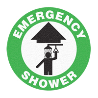 "Emergency Shower" Floor Sign, Adhesive, English with Pictogram Toolneeds Inc.