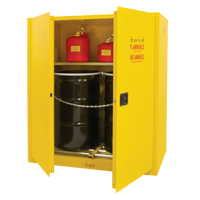 Vertical Drum Storage Cabinet, 110 US gal. Cap., 2 Drums, Yellow Toolneeds Inc.