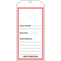 GHS Jumbo Safety Tag, Cardstock, 3-7/8" W x 8-1/2" H, English Toolneeds Inc.