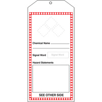 GHS Jumbo Tags, Cardstock, 3-7/8" W x 8-1/2" H, English Toolneeds Inc.