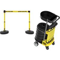 PLUS Barrier Post Cart Kit with Tray, 75' L, Metal, Yellow Toolneeds Inc.