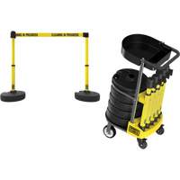 PLUS Barrier Post Cart Kit with Tray, 75' L, Metal, Yellow Toolneeds Inc.