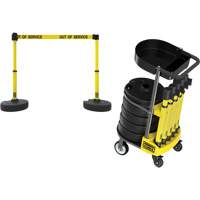 PLUS Barrier Post Cart Kit with Tray, 75' L, Metal, Yellow Toolneeds Inc.