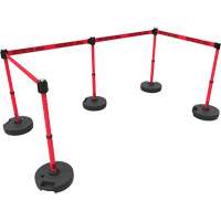 PLUS Barrier Post Set X5, Plastic, 42" H, Red Tape, 15' Tape Length Toolneeds Inc.