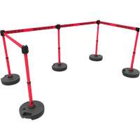 PLUS Barrier Post Set X5, Plastic, 42" H, Red Tape, 15' Tape Length Toolneeds Inc.
