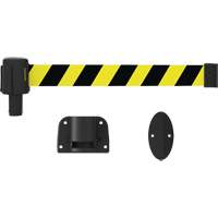 PLUS Wall Mount Barrier System, Plastic, Screw Mount, 15', Black and Yellow Tape Toolneeds Inc.