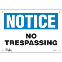 "No Trespassing" Sign, 7" x 10", Plastic, English Toolneeds Inc.