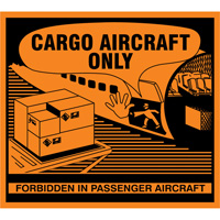"Cargo Aircraft Only" Handling Labels, 4-3/4" L x 4-1/4" W, Orange Toolneeds Inc.