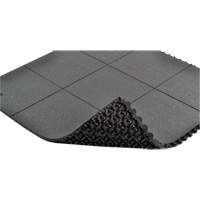 Cushion-Ease&reg; Interlocking Anti-Fatigue Mat, Pebbled, 3' x 3' x 3/4", Black, Natural Rubber Toolneeds Inc.