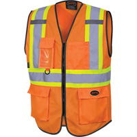 6958 Zipper Front Safety Vest, High Visibility Orange, Small, Polyester Toolneeds Inc.