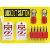 Lockout Board with Keyed Different Nylon Safety Lockout Padlocks, Plastic Padlocks, 6 Padlock Capacity, Padlocks Included Toolneeds Inc.