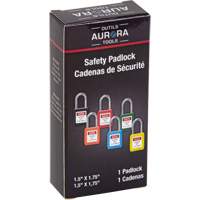 Verrouillage pour les consignations, Cadenas de s&eacute;curit&eacute;, Cl&eacute;s diff&eacute;rentes, Thermoplastique, Largeur de 1-1/2" Toolneeds Inc.