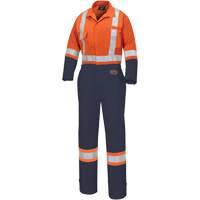 5514WBB Women's 2-Tone Safety Coveralls, X-Small, High Visibility Orange/Navy Blue Toolneeds Inc.