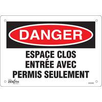 Enseigne  Espace clos , 7" x 10", Plastique, Français Toolneeds Inc.