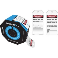 Danger Barricade Tags, Cardstock, 3" W x 6-1/4" H, English Toolneeds Inc.