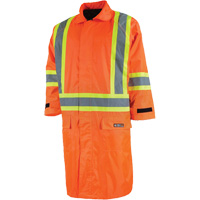 Long Rain Jacket with Detachable Hood, Nylon/PVC, Small, High Visibility Orange Toolneeds Inc.