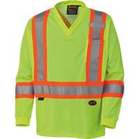 6985 Traffic Micro Mesh Long-Sleeved Safety Shirt, Small, High Visibility Lime-Yellow Toolneeds Inc.