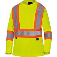 6969 Women's Bird's-Eye Long-Sleeved Safety Shirt, Polyester, X-Small, High Visibility Lime-Yellow Toolneeds Inc.