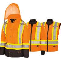 5020BBW Women's  7-in-1 Waterproof Jacket with Hood, Polyester/Polyurethane, High Visibility Orange, X-Small Toolneeds Inc.