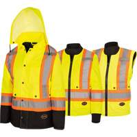 5021BBW Women's  7-in-1 Waterproof Jacket with Hood, Polyester/Polyurethane, High Visibility Lime-Yellow, X-Small Toolneeds Inc.