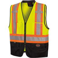 6895 High-Visibility Zip Front Bi-Colour Safety Vest, Black/High Visibility Lime-Yellow, 2X-Large/3X-Large, Polyester Toolneeds Inc.