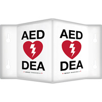 90° Projecting "AED/DEA" Sign, 6" x 5", Plastic, Bilingual with Pictogram Toolneeds Inc.