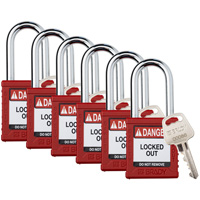 Velocity Lockout Padlocks, Red, Keyed Different, Nylon, 1-1/2" Width Toolneeds Inc.