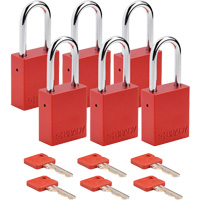 Lockout Padlock, Safety Padlock, Keyed Different, Aluminum, 1-1/2" Width Toolneeds Inc.