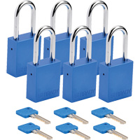 Lockout Padlock, Safety Padlock, Keyed Different, Aluminum, 1-1/2" Width Toolneeds Inc.