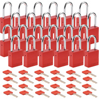 Lockout Padlock, Safety Padlock, Keyed Different, Aluminum, 1-1/2" Width Toolneeds Inc.