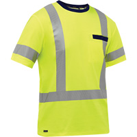 Chemise &agrave; manches courtes et X au dos Bisley, Poly-coton, Petit, Jaune lime haute visibilit&eacute; Toolneeds Inc.