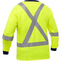 Chemise &agrave; manches longues et X au dos Bisley, Poly-coton, Petit, Jaune lime haute visibilit&eacute; Toolneeds Inc.