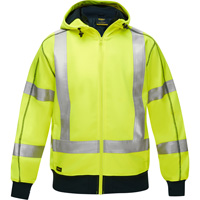 Bisley&reg; X-Back Full Zip Hooded Sweatshirt with Sherpa Lining, Small, High Visibility Lime-Yellow Toolneeds Inc.