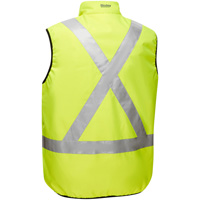 Bisley&reg; X-Back Reversible Puffer Vest, High Visibility Lime-Yellow, Small, Polyester Toolneeds Inc.