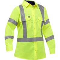 Chemise de travail &agrave; manches longues et X au dos Bisley avec X-Airflow pour femmes, Poly-coton, Petit, Jaune lime haute visibilit&eacute; Toolneeds Inc.