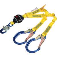 Twin-Leg Stretch Web Shock-Absorbing Lanyard, 4', Rebar Hook Center, Snap Hook Leg Ends Toolneeds Inc.