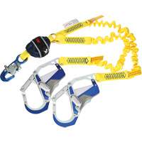 Twin-Leg Stretch Web Shock-Absorbing Lanyard, 6', Rebar Hook Center, Snap Hook Leg Ends Toolneeds Inc.