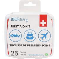Trousse de premiers soins pour la maison et le voyage de 25 morceaux, Boîte en plastique Toolneeds Inc.