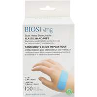 Blue Water-Resistant Bandages, Rectangular/Square, 3", Plastic Metal Detectable, Sterile Toolneeds Inc.