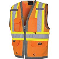 Pioneer Mesh Back Zip Front Surveyor Safety Vest, High Visibility Orange, Small, Polyester Toolneeds Inc.