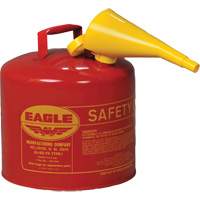 Bidon de s&eacute;curit&eacute; pour les produits inflammables avec entonnoir, Type I, Acier galvanis&eacute;, 5 gal. US, Rouge, Homologu&eacute; FM/List&eacute; UL/ULC Toolneeds Inc.