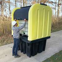 Palette anti-d&eacute;versement jaune &agrave; couvercle rigide roulant, 65" lo x 65" la x 101" h, Capacit&eacute; de charge 5000 lb Toolneeds Inc.